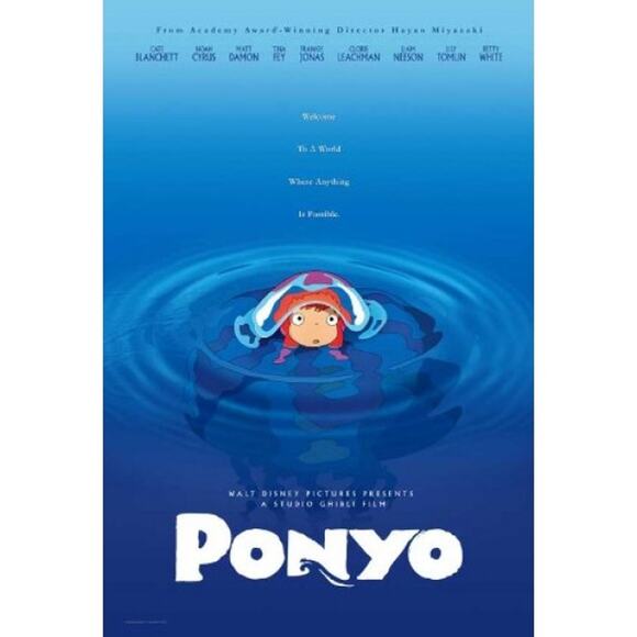 PONYO MOVIE POSTER HAYAO MIYAZAKI ANIMATION 2009 DS ORIGINAL 27x40 INCHES - Picture 1 of 1